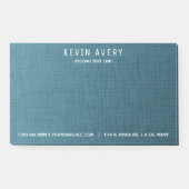 Professionele moderne Blauwe Linen Textuur Post-it® Notes (Voorkant)