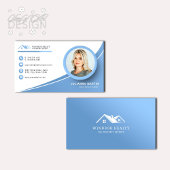 Professionele Moderne Blauwe Vastgoed Agent Foto Visitekaartje