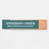 Professionele Moderne Blauwgroen Witte Kantoor Naa Deurbordje (Voorkant)