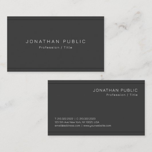 Professionele moderne elegante Sjabloon antraciet Visitekaartje (Voorkant / Achterkant)