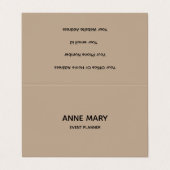 Professionele Moderne Evenementenplanner Beige Zwa Visitekaartjes (Buitenkant ongevouwen)