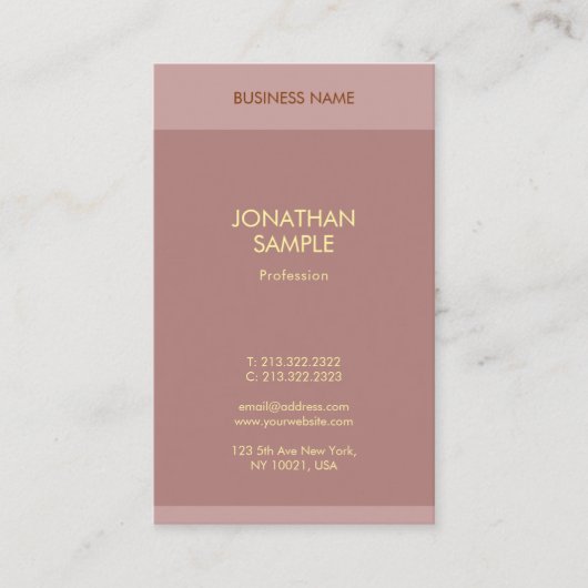 Professionele moderne Gold Text Name Chic Sjabloon Visitekaartje (Voorkant)