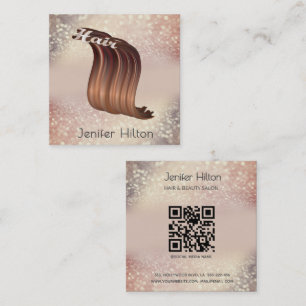 Professionele moderne gouden glittery haar qr code vierkante visitekaartje