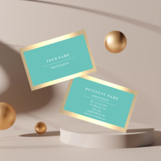 Professionele Moderne Gouden Simply Mint Blauw Visitekaartje