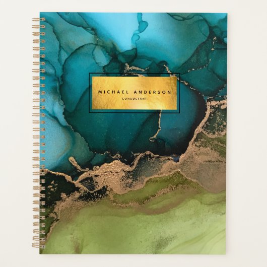 Professionele Moderne Gouden Zwarte Blauwgroen Pla Planner (Voorkant)