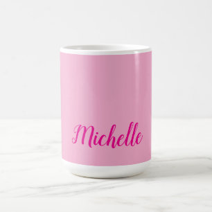 Professionele moderne handgeschreven naam roze wit koffiemok
