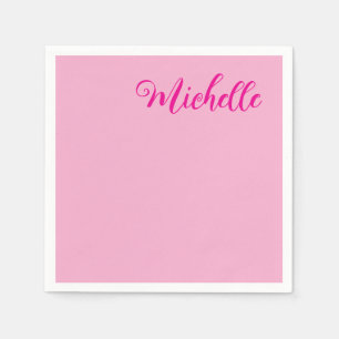 Professionele moderne handgeschreven naam roze wit servet