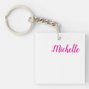 Professionele moderne handgeschreven naam roze wit sleutelhanger