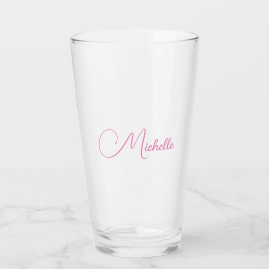 Professionele moderne handschriftnaam roze wit glas (Voorkant)