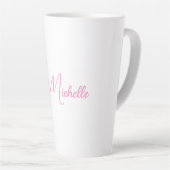 Professionele moderne handschriftnaam roze wit latte mok (Rechterhoek)