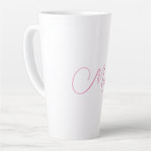 Professionele moderne handschriftnaam roze wit latte mok (Linkerhoek)