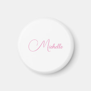 Professionele moderne handschriftnaam roze wit magneet