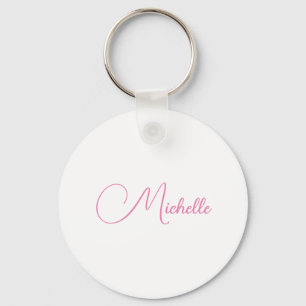 Professionele moderne handschriftnaam roze wit sleutelhanger