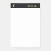 Professionele moderne Initialen zwart-wit Gold gra Post-it® Notes (Voorkant)
