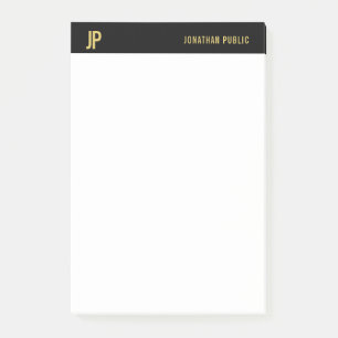 Professionele moderne Initialen zwart-wit Gold gra Post-it® Notes