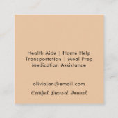Professionele Moderne Minimale Thuiszorger Vierkante Visitekaartje (Achterkant)
