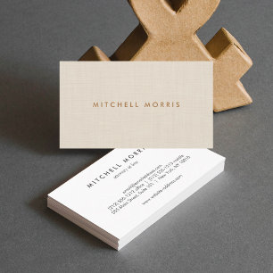 Professionele Moderne Minimalistische Beige Linnen Visitekaartje