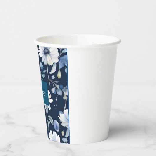 Professionele moderne minimalistische blauwe bloem papieren bekers (Links)