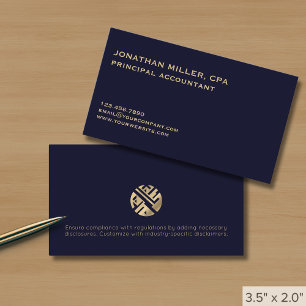 Professionele moderne minimalistische donkerblauw visitekaartje