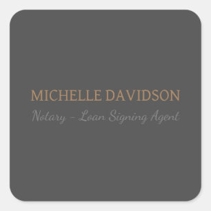 Professionele Moderne Minimalistische Gewone Notar Vierkante Sticker