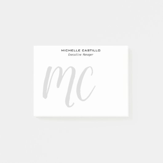Professionele moderne minimalistische monogrammen post-it® notes (Voorkant)