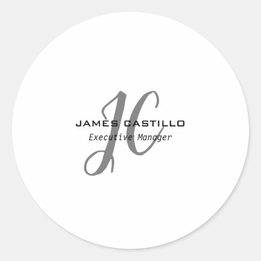 Professionele moderne minimalistische monogrammen ronde sticker (Voorkant)