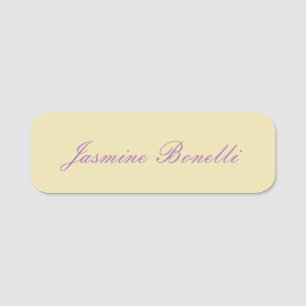 Professionele moderne minimalistische pastel beige naamplaatje