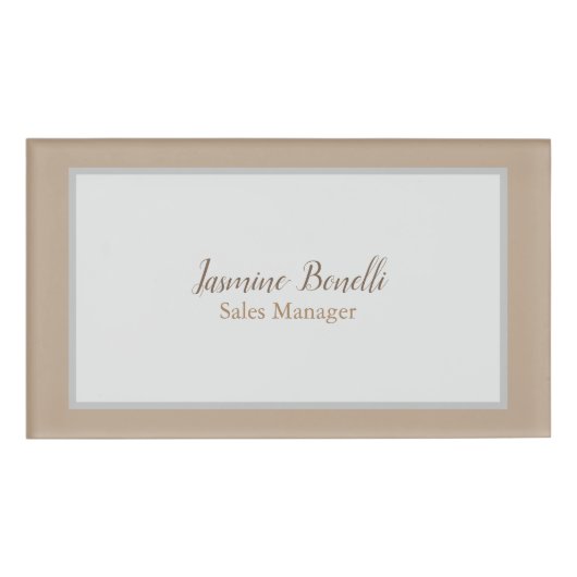 Professionele moderne minimalistische pastelkleure naambadge (Voorkant)