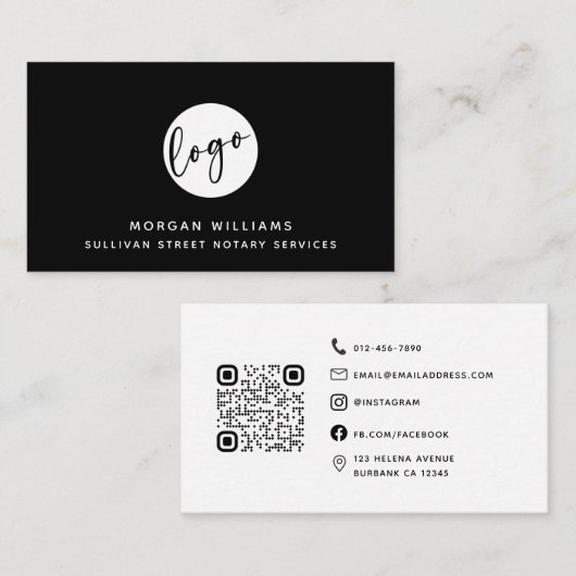 Professionele, moderne, minimalistische Qr-code vo Visitekaartje (Voorkant / Achterkant)