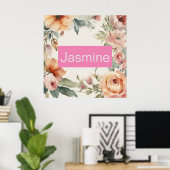 Professionele Moderne Minimalistische Rozen Bloeme Poster (Thuiskantoor)