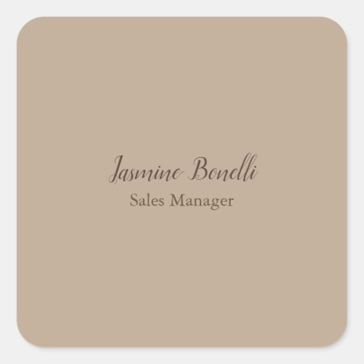 Professionele, moderne minimalistische vierkante sticker (Voorkant)