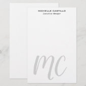 Professionele Moderne Monogram Minimalistische Briefpapier (Voorkant / Achterkant)