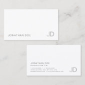 Professionele, moderne monogram witte plaat visitekaartje (Voorkant / Achterkant)