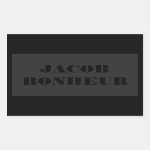 Professionele Moderne Naam   Donkergrijs en zwart Rechthoekige Sticker