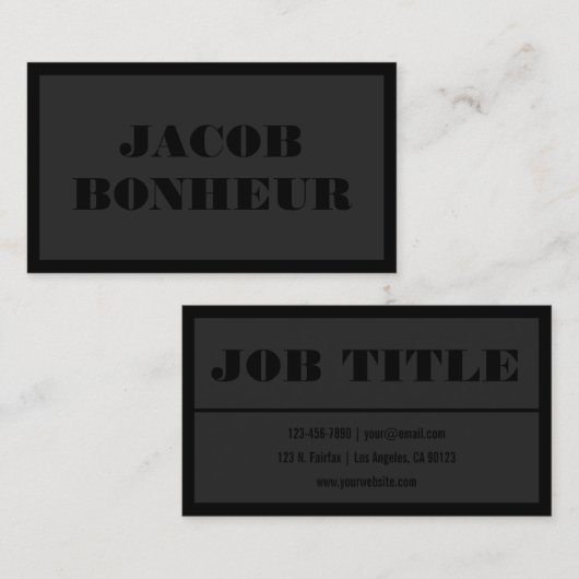 Professionele Moderne Naam | Donkergrijs en zwart Visitekaartje (Voorkant / Achterkant)