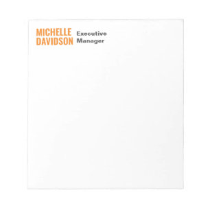 Professionele Moderne Oranje Witte Minimalistische Notitieblok