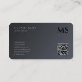 Professionele moderne QR-code Elegant zwart monogr Visitekaartje (Achterkant)