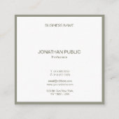 Professionele Moderne Schone Sjabloon Elegante Lux Vierkante Visitekaartje (Achterkant)