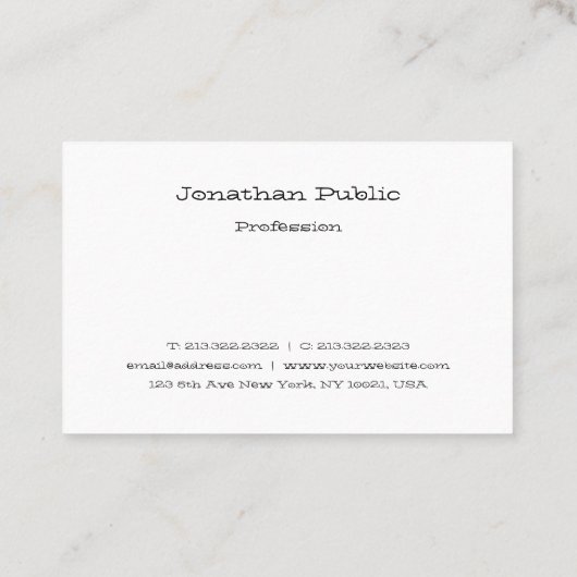 Professionele moderne script minimalistische Sjabl Visitekaartje (Achterkant)