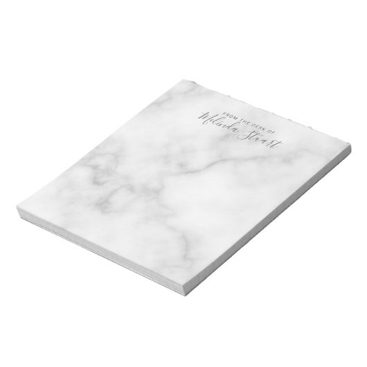 Professionele moderne script witte marmer notitieblok (Gedraaid)