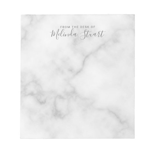 Professionele moderne script witte marmer notitieblok (Voorkant)