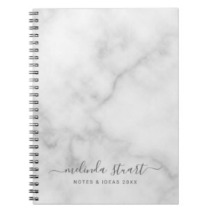 Professionele moderne script witte marmer notitieboek