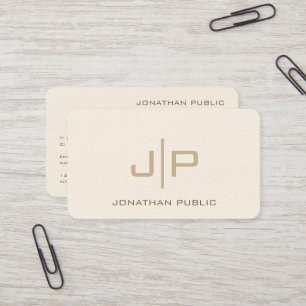 Professionele Moderne Sjabloon Monogram Luxe Crème Visitekaartje