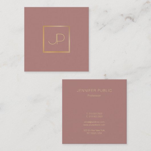 Professionele Moderne Zijdeafwerking Gouden Monogr Vierkante Visitekaartje (Voorkant / Achterkant)
