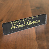 Professionele moderne zwarte Business Desk Naambordje (Zijkant)