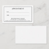 Professionele moderne zwarte en witte benoeming afsprakenkaartje (Voorkant / Achterkant)