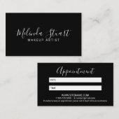 Professionele moderne zwarte en witte benoeming afsprakenkaartje (Voorkant / Achterkant)