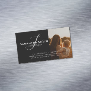 Professionele moderne zwarte en witte fotografie magnetisch visitekaartje