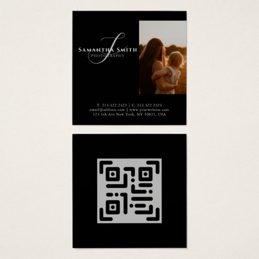 Professionele moderne zwarte en witte fotografie Q Vierkante Visitekaartjes (Voorkant /achterkant)