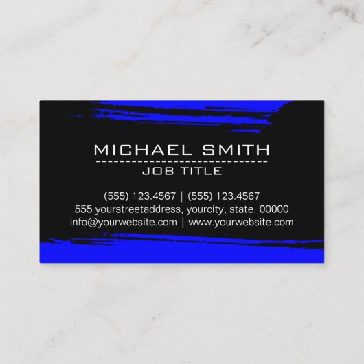 Professionele, moderne zwarte penseelstreek visitekaartje (Achterkant)